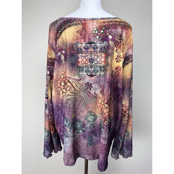 Women’s Plus 3X XCIT USA Vintage V Neck Long Sleeve Tunic Top Long Sleeve Fall - Picture 7 of 16